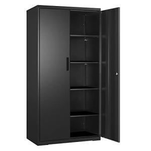 SONGMICS Armario de Garaje de 5 Estantes con 2 Puertas, Arm…