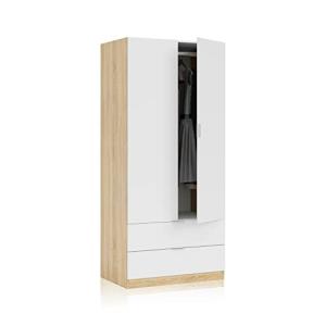 duehome | Armario de 2 Puertas y 2 cajones, Modelo Lark, Ac…