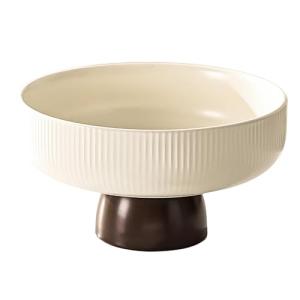 Frutero de cerámica blanca, pie elevado de forma redonda, e…