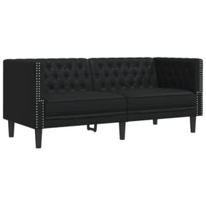 vidaXL Sofá Chesterfield de 2 plazas Cuero Artificial Negro…