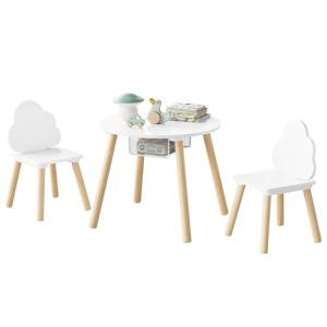 WOLTU Kids Table and Chair Set, Round Wooden Storage Table…