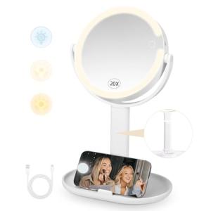Espejo Maquillaje con Luz, Iluminación Regulable en 3 Color…