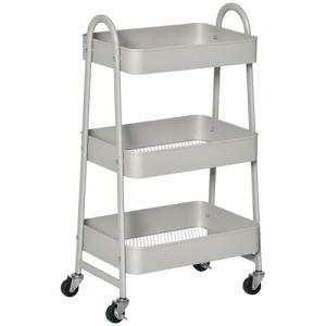HOMCOM Carrito de Cocina de Acero con Ruedas Carro de Almac…