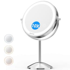 Auxmir Espejo Maquillaje con Luz LED, Aumento de 1X/10X, Es…