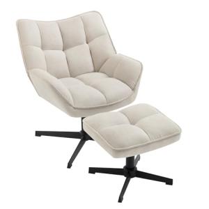 WOLTU Sillón Relax Giratoria con Reposapiés, Silla Relax Er…