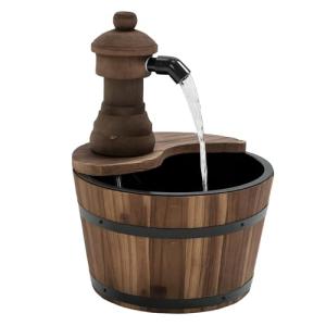 Outsunny Fuente de Agua de Madera Fuente de Jardín en Casca…