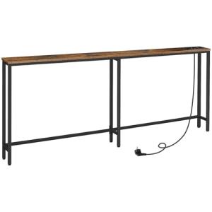 HOOBRO Mesa de Consola Estrecha con Toma de Corriente y Pue…