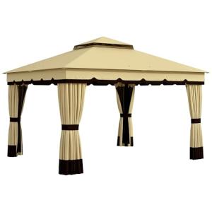 Outsunny Cenador de Jardín 3,7x3 m Gazebo de Exterior con 4…