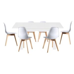 HABITMOBEL Pack de Mesa Comedor Extensible y 6 Sillas Norma…