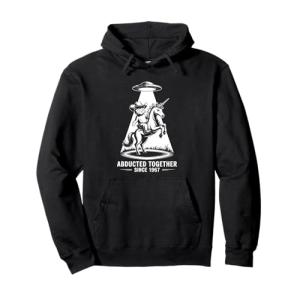 Gato vaquero montando unicornio bajo foco OVNI Sudadera con…