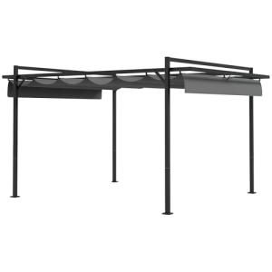 Outsunny Pérgola 3x4 m Gazebo Cenador de Jardín con Techo R…