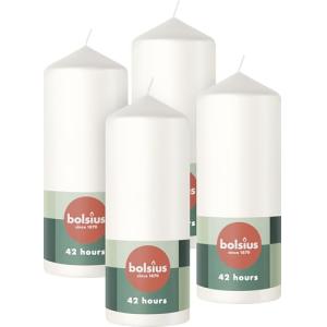 Bolsius Velas de pilar lisas - color blanco - paquete de 4-…