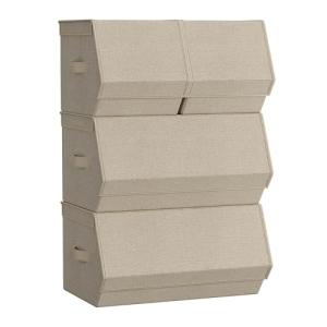 SONGMICS Juego de 4 Cajas de Almacenamiento con Tapas, Apil…