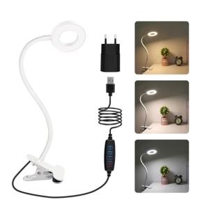 SCNNC 8W Lampara Pinza Cabecero Cama LED con Adaptador, 3 C…
