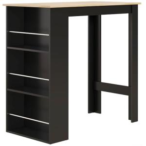 HOMCOM Mesa Alta de Bar, Mesa de Cocina con 3 Estantes Late…