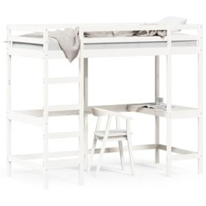 Homgoday Cama alta con escritorio, estructura de cama, lite…