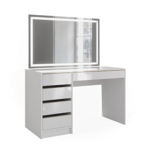 Vicco Tocador Sherry, Blanco/Oro, 120 cm con Espejo LED