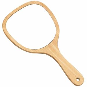 Espejo de madera en forma de abanico, espejo de mano con ma…
