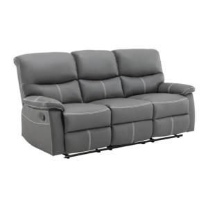 Vente-unique-Sofá Relax de 3 plazas de Piel sintética Gris…