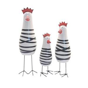 JZK 3 Piezas Adornos Pollo Madera, Juego 3 Figuras de Pollo…
