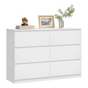 WOLTU Cómoda de 6 Cajones, Cajonera Blanca de Gran Capacida…
