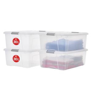 Iris Ohyama 4 Cajas de almacenamiento con tapas, 30L, Plata…
