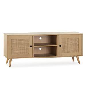 HOMN LIVING Mueble TV Bella 2 Puertas Color Roble con ratán…