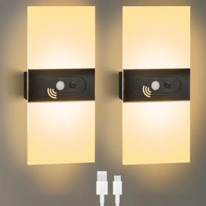 Asfrode 2 lámparas de pared para interior, sensor de movimi…