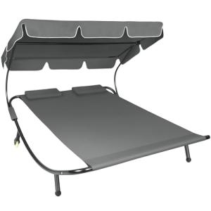 TecTake® Tumbona Doble de Jardín, Tumbona de Playa con Para…