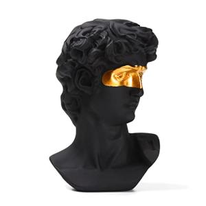 BRABUD Máscara Griega David Man Busto Estatua Resina Negro…