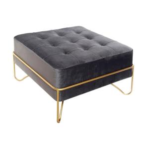 Banqueta Dkd Home Decor Gris Poliéster Espuma Metal Dorado…