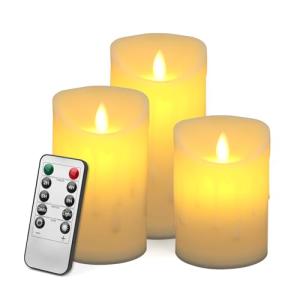 LWMTT Velas LED Pack de 3 Velas LED Efecto Ilama 10cm 12.5c…