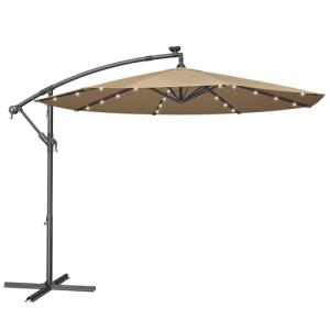 SONGMICS Sombrilla para Balcón con Iluminación LED Solar, B…