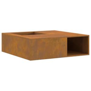 vidaXL Brasero con leñero Acero patinable 100x100x30 cm
