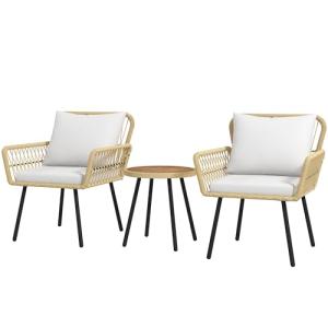 Outsunny Conjunto de Muebles de Jardín Juego de 3 Piezas Si…