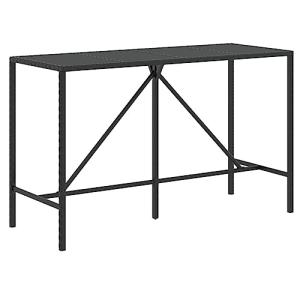 vidaXL Mesa Alta Bar ratán PE y Superficie Vidrio Negro 180…