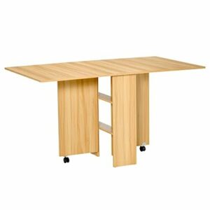 HOMCOM Mesa de Comedor Plegable con Ruedas Mesa de Cocina E…