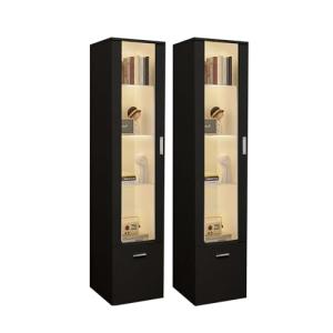 Sossiyule - Juego de 2 vitrinas LED con puerta y estantes d…