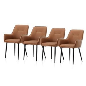 TUKAILAI Juego de 4 sillas de comedor tapizadas de piel con…