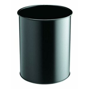 Durable 330101 Papelera redonda de metal, 15 litros, negro