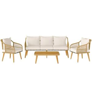 Outsunny Conjunto Jardín Exterior de Ratán con Cojines Conj…