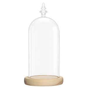 Hermosa Campana de Cristal con Base de Madera Natural – 26,…