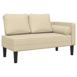 VidaXL Sofá Diván con Cojines, Chaise Longue, Tela Crema, T…