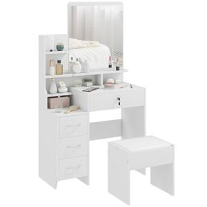 HOMCOM Tocador de Maquillaje con Taburete y Espejo Mesa de…