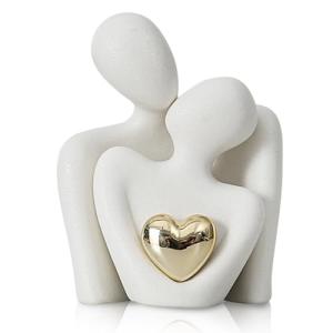 JJQHYC Estatua romántica de pareja, escultura abstracta, ad…