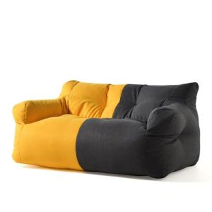 Moderno sofá doble puf para ocio, amarillo y negro, sin rel…