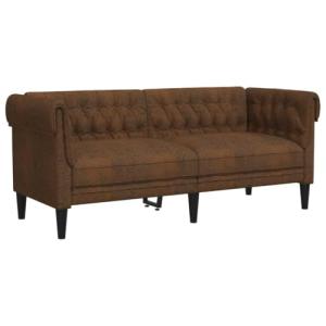 vidaXL Sofá Chesterfield de 2 plazas Tela marrón