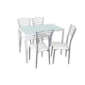 Woopi Lote de Mesa de Cocina Kiev   4 sillas Paris Blancas