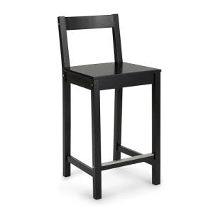 Amazon Basics - Taburete de cocina de madera maciza negra,…