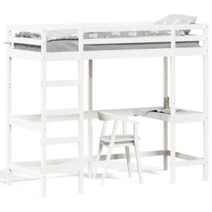 vidaXL Cama Alta con Escritorio, Litera Somier de Listones,…